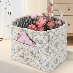 car Storage Basket,Fabric quilted basket for Clothes Toys & Blankets Car Trunk Organizer Backseat Storage Machine Washable  Large Capacity Woven Design room clutter  organization daily use item Mother's Day gift teacher appreciation gifts