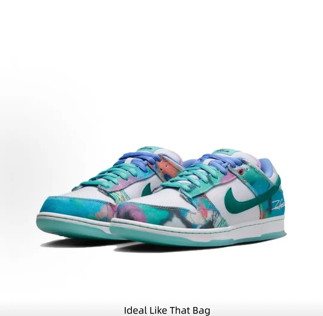 Unisex White Base Low-cut Casual Sneakers Soft Watercolor Teal Pink Abstract Prints Deep Teal Lateral Trim Light Multitone Shoelaces Smooth Leather Cushioned Street Footwear for Daily Wear