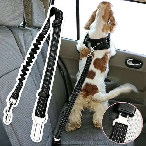 1pc Adjustable Pet Car Seat Belt Leash - Polyester Universal Dog Safety Harness, Scalable Flexibility, Random Design, Daily Car Use Essential for Small Dogs, Hand Wash Only
