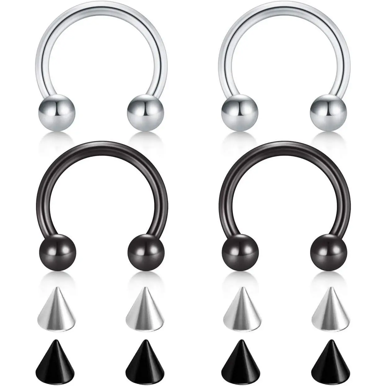 22G 20G 18G 16G 14G 12G 10G 8G 6G 4G 2G 0G 00G Surgical Steel Nose Septum Horseshoe Hoop Eyebrow Lip Navel Belly Nipple Piercing Ring Helix Tragus Daith Rook Captive Earrings Replacement Spikes