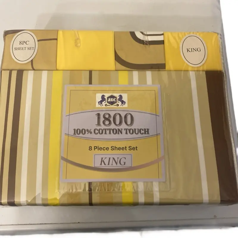 ABC 1800 100% Cotton Touch 8 Piece Sheet Set King Size Soft & Cozy Bedding