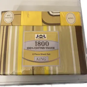 ABC 1800 100% Cotton Touch 8 Piece Sheet Set King Size Soft & Cozy Bedding