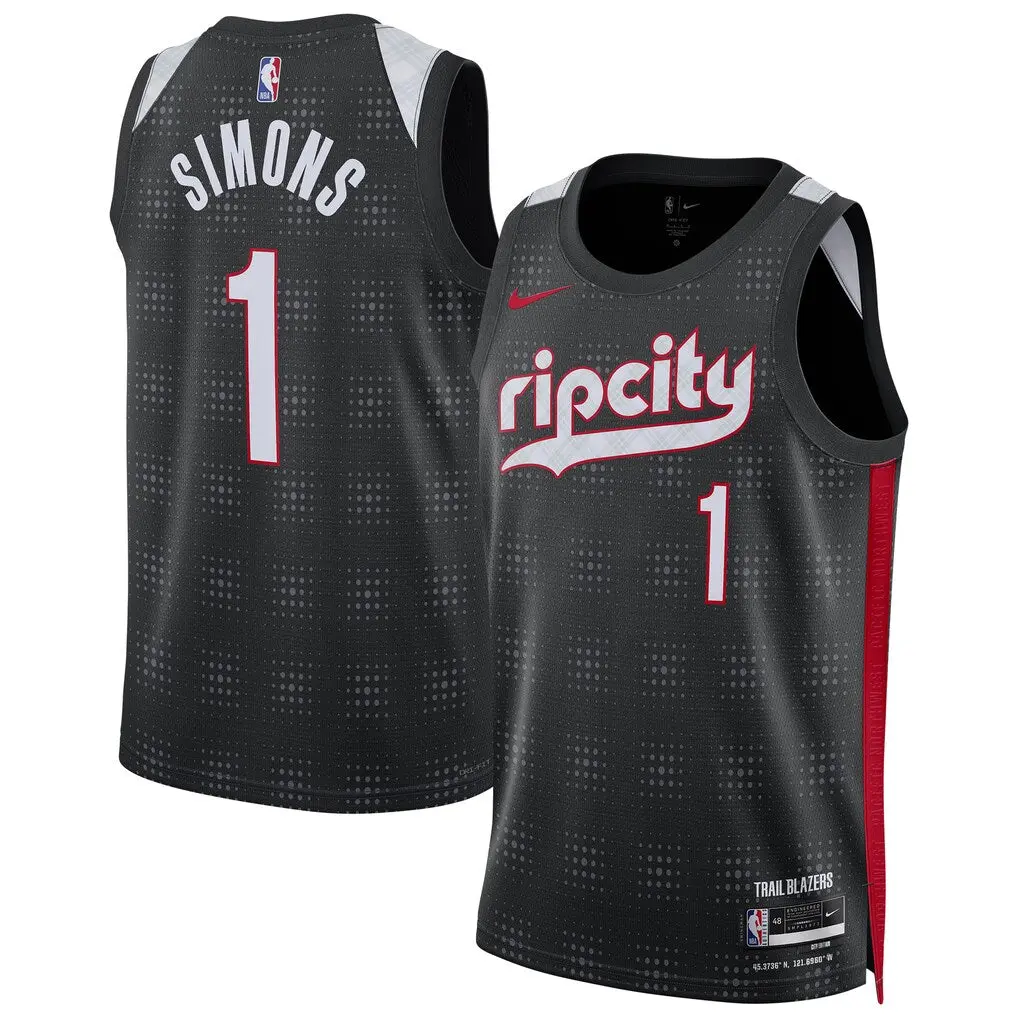 [9Z2B7BU8P24-TRAAI] YOUTH NIKE TRAIL BLAZERS ANFERNEE SIMONS 2024/25 SWINGMAN PLAYER JERSEY CITY EDITION