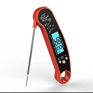Digital Instant Read Meat Thermometer, Waterproof Food Thermometer with Backlight LCD, Kitchen Cooking Thermometer Probe for Grilling Oven Smoker BBQ (RED)