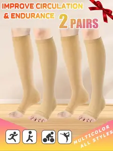 Open Toe Zipper Compression Socks, Knee High Sports Socks for Women & Men, Sports Socks for Cycling, Running, Hiking, Travel, Athletic Running Socks