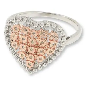 Colleen Lopez Sterling Silver 0.07ctw Diamond Heart-Shape Cluster Ring