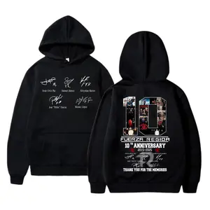 Fuerza Regida 10th Anniversary Hoodie, Sweatshirt, T-Shirt, 2015-2025 Graphic Print Pullover Sweatshirt Double Sided Vintage Music Streetwear Unisex Hooded Sweatshirt for Men Women