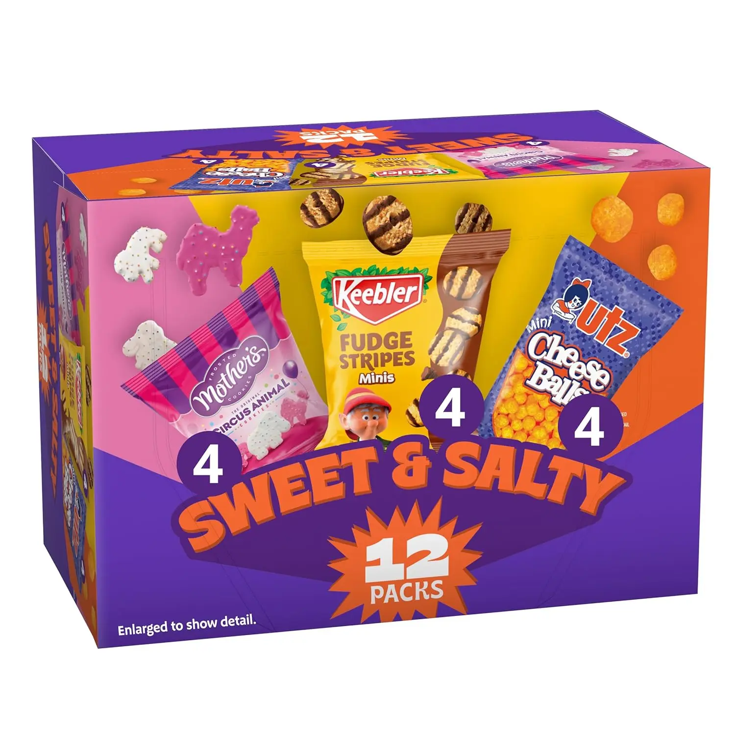 Keebler Sweet & Salty Mix, Fudge Stripes, Mother's Circus Animals, Utz Mini Cheese Balls, 1 Oz. (Pack of 12)