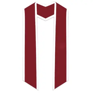 Crimson Slanted Graduation Stole with White Trim