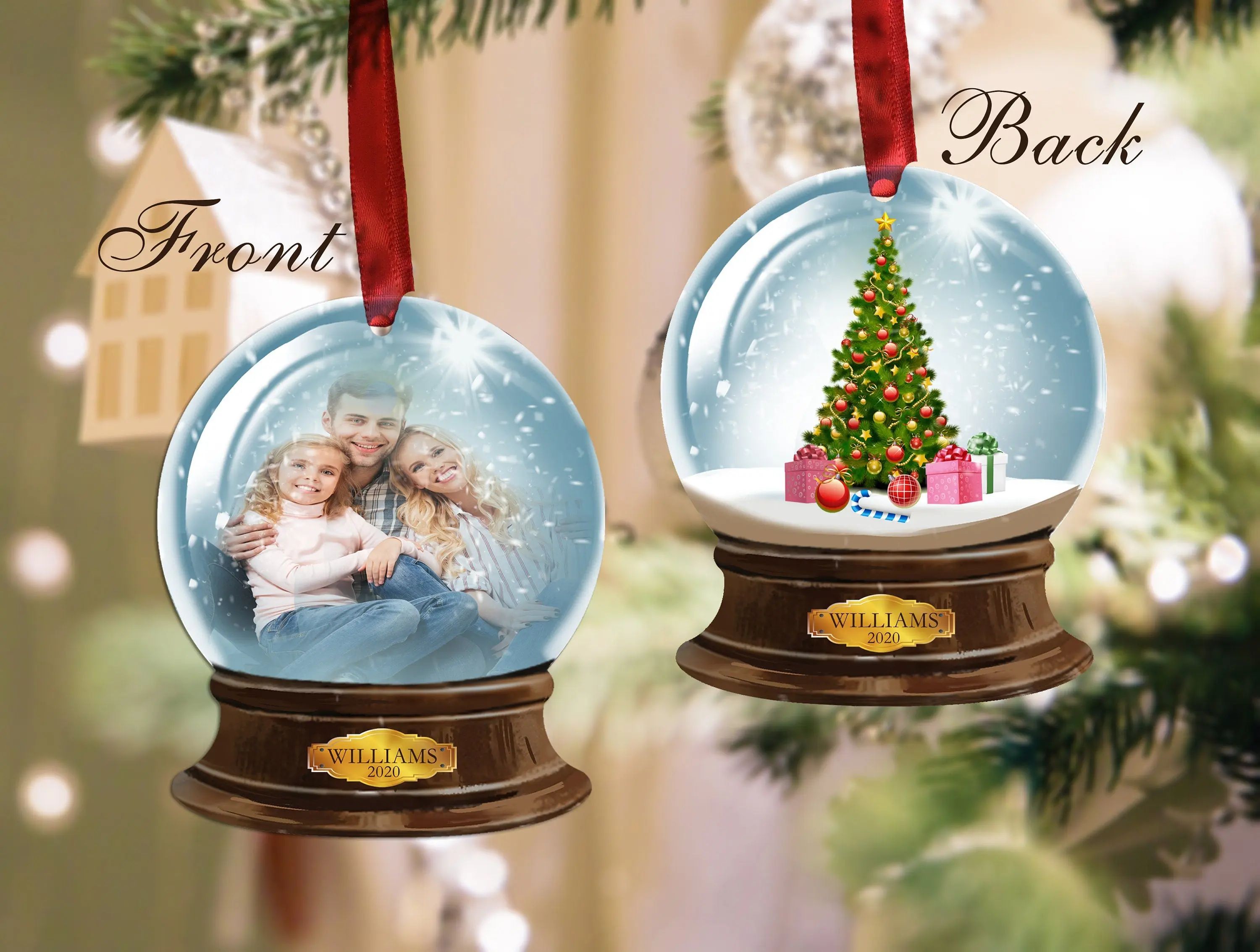 Personalized Family photo Christmas Snowglobe Ornament Keepsake, Christmas Ornament, Custom Ornament, Christmas decoration.