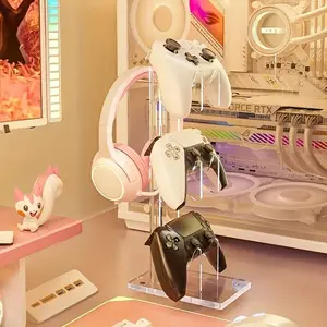 Acrylic Game Controller Stand, Desktop Display Rack, Display Storage Rack for Controllers and Accessories, Portable Clip Design Office Desk Organizer and Display Riser Stand