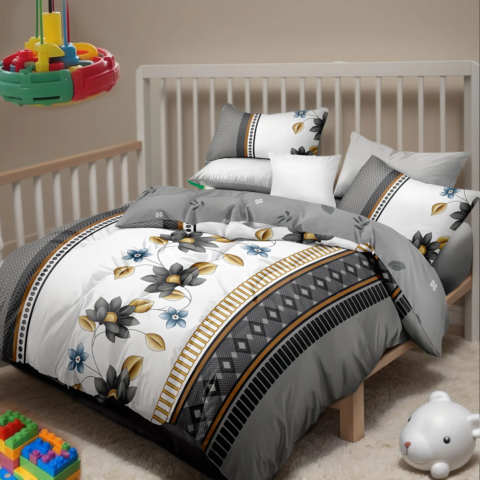 Christmas Gift for Home & Dorm - 4-Piece Thick Grey Quilt Cover Set, Soft Breathable Farmhouse Bedding, All-Season Comfort Queen King Full Sizes   Gift Bag