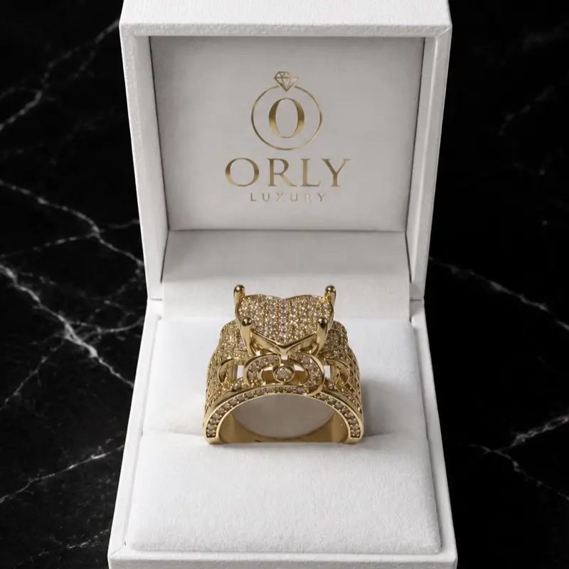 Orly Luxury Heart Crown Ring - 14K Gold-Plated Stainless Steel Fashion Ring