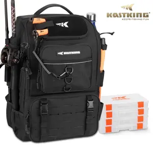 KastKing Karryall Fishing Tackle Backpack with Rod Holders 4 Tackle Boxes, 40L Fishing Bag Storage Fishing Gear and Equipment SummerVibes