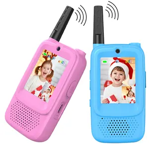 2-piece set of children's video intercom with camera, remote communication, color and blue options, suitable for children aged 3 to 12, ideal gift