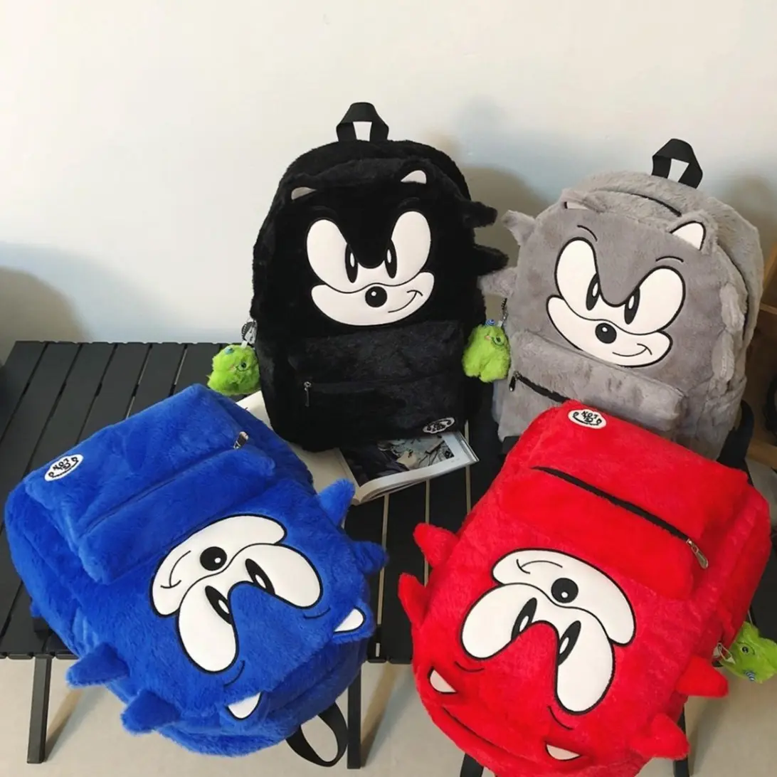 Cute Cartoon Hedgehog Plush Backpack - Soft Fluffy, Large-Capacity Schoolbag for Students - Casual Daily Travel Rucksack for Teens