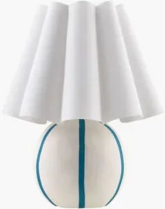 Rich White Traditional Table Lamp with linen details for bedside or console tables