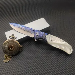 Pocket Knives Cuff Knives EDC Men's Knives White Resin Handles Cool Foldable Blades Portable Backpack Clips Camping Gear Fishing Tools