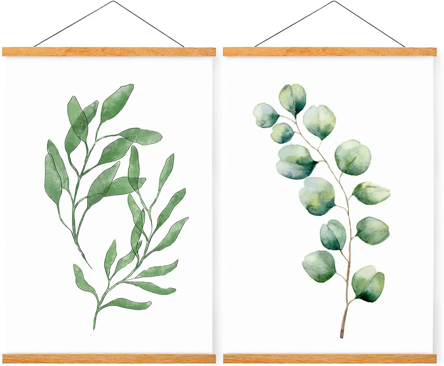 2 Pack Magnetic Poster Hanger Frame, 10x20 10x13 10x16 Light Wood Wooden Magnet Canvas Artwork Print Dowel Poster Hangers Frames Hanging Kit