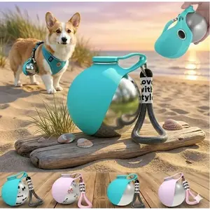 2-in-1 Portable Dog Water Bottle with Foldable Silicone Bowl, BPA-Free Stainless Steel Pet Tumbler, Leak-Proof Travel Water Dispenser for Walking & Hiking (10oz, Pink)