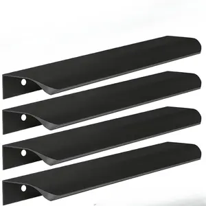 Cabinet Drawer Edge Pull Handles, 4 Piece Set, Total Length 12 Inches, Hidden Hinge Drawer Pulls, Suitable for Kitchen Garage Cabinets