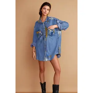 Artisan Hand-Painted Urban Chic Denim Shirt