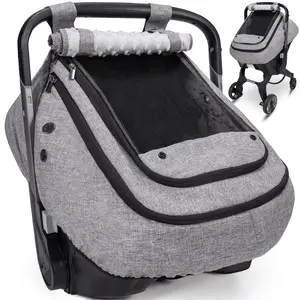 Waterproof Baby Car Seat Cover - Easy-On Waterproof Canopy for Cozy & Warm Travel, Ultimate Cold Weather Shield for Infant Car Seats and Strollers