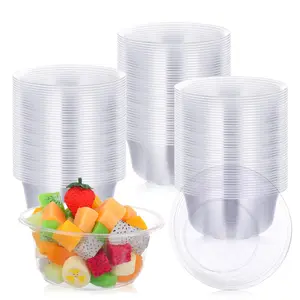 100 Pack Plastic Bowls Disposable Plastic Serving Bowls Clear Bowls Hard Plastic Salad Bowl Heavy Duty Dessert Bowls for Serving Weddings Catering Parties Ice Cream Home Supplies