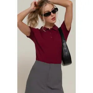 Burgundy Polo Shirt Top