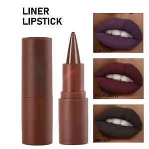 2-in-1 Matte Velvet Dark Colors Lip Liner,Baterproof and Sweat-proof no smudge, Long-lasting Bright color Lipstick Suitable for Girls & Women All Occasions Lip Cosmetics