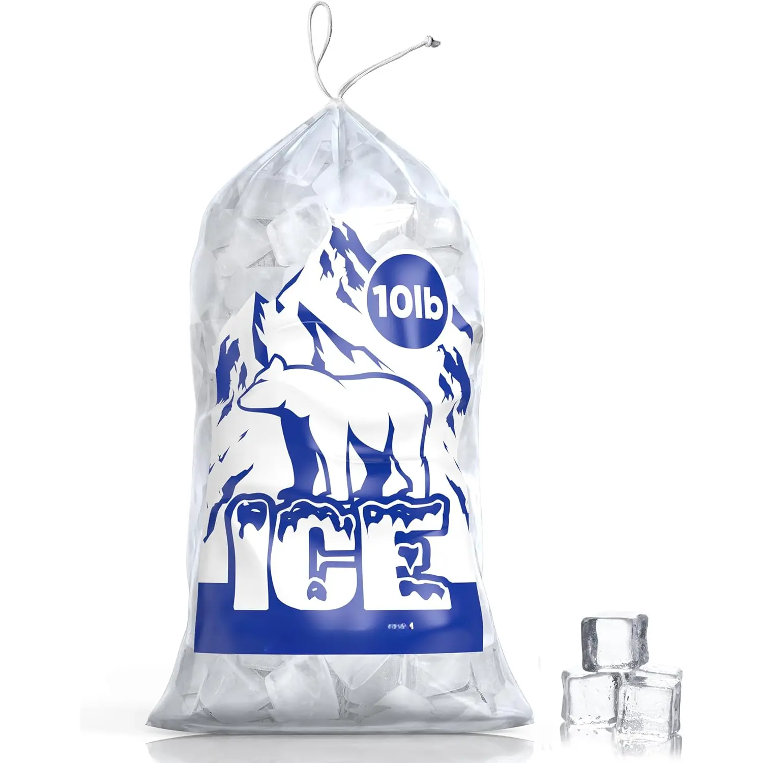 Plastic Ice Bags With Drawstring - 10 LB 100 Pack | Clear Cube Bags for Storing Ice | Heavy Duty Bags for Ice Machine |