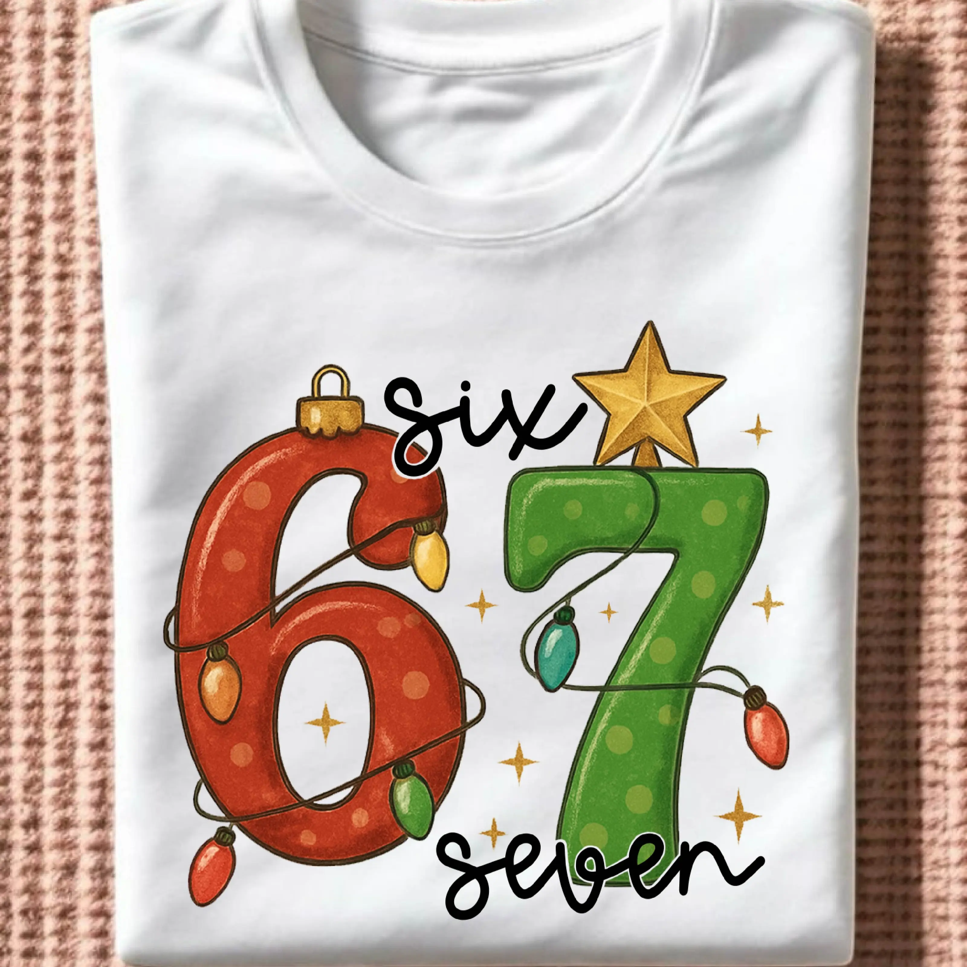 Funny Six Seven Meme Christmas 6 7 T-Shirt, Funny Christmas Meme Shirt, Christmas Party, Xmas Present, Christmas Family Group, Unisex Holiday.