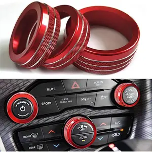 Climate Control Knob Covers for Challenger Accessories 2015-2023 2024, for  2015-2023 2024, for  Chrysler 300/300s 2015-2024,3Pcs Kit (Red)