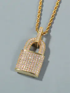 1 Pc Hip Hop Cubic Zirconia Cuban Link Design Chain Necklace Pendant Sparkling CZ Necklace For Women For Valentine's Day Gift Wedding Engagement Anniversary Party Jewelry
