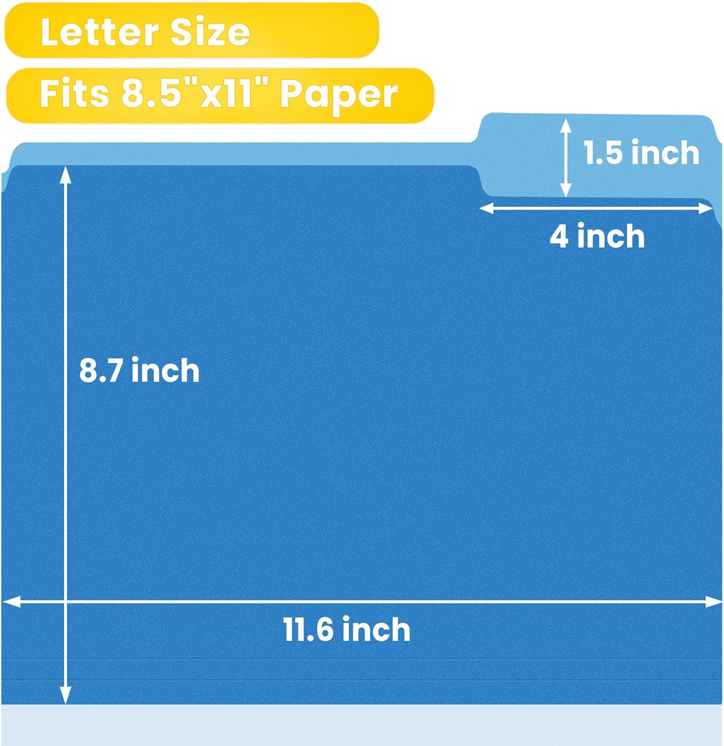 File Folders, 36 Pack Manilla Folders 8.5 x 11, Colored File Folders Home Office School Supplies for Documents Files Paper,Blue