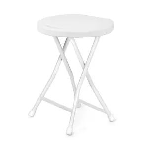 Folding Stool Chair with Handle, Portable Heavy Duty Round Foldable Stool, Non-Slip Feet, 600Lbs Capacity, 18 Inch Foldable Stool for Dorm, Kitchen, Vanity, Church and Outdoor Use