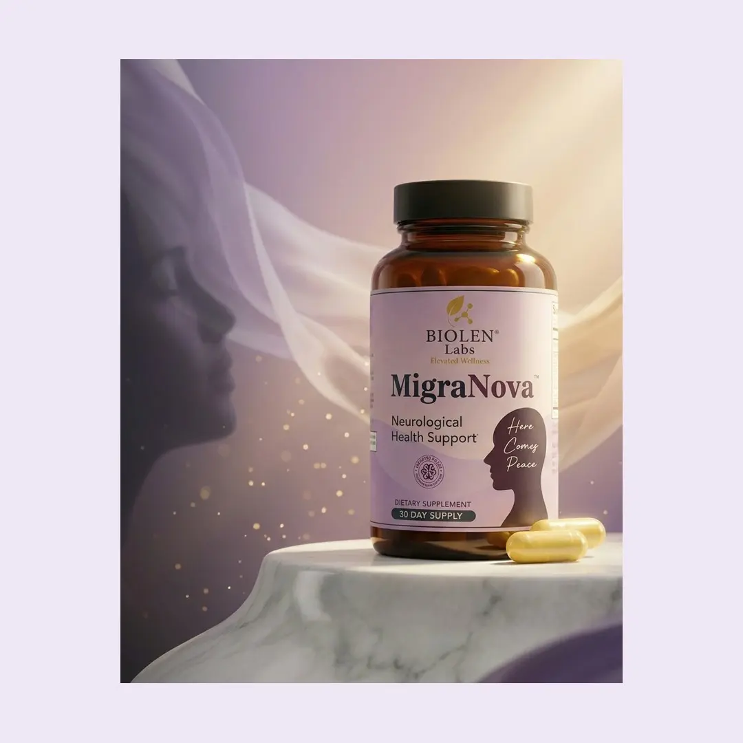MigraNova Daily Migraine Support Supplement - Magnesium, Riboflavin (B2), CoQ10 & NeuroCalm Blend - 60 Vegan Capsules (30-Day Supply), Non-GMO, Caffeine-Free, Made in USA