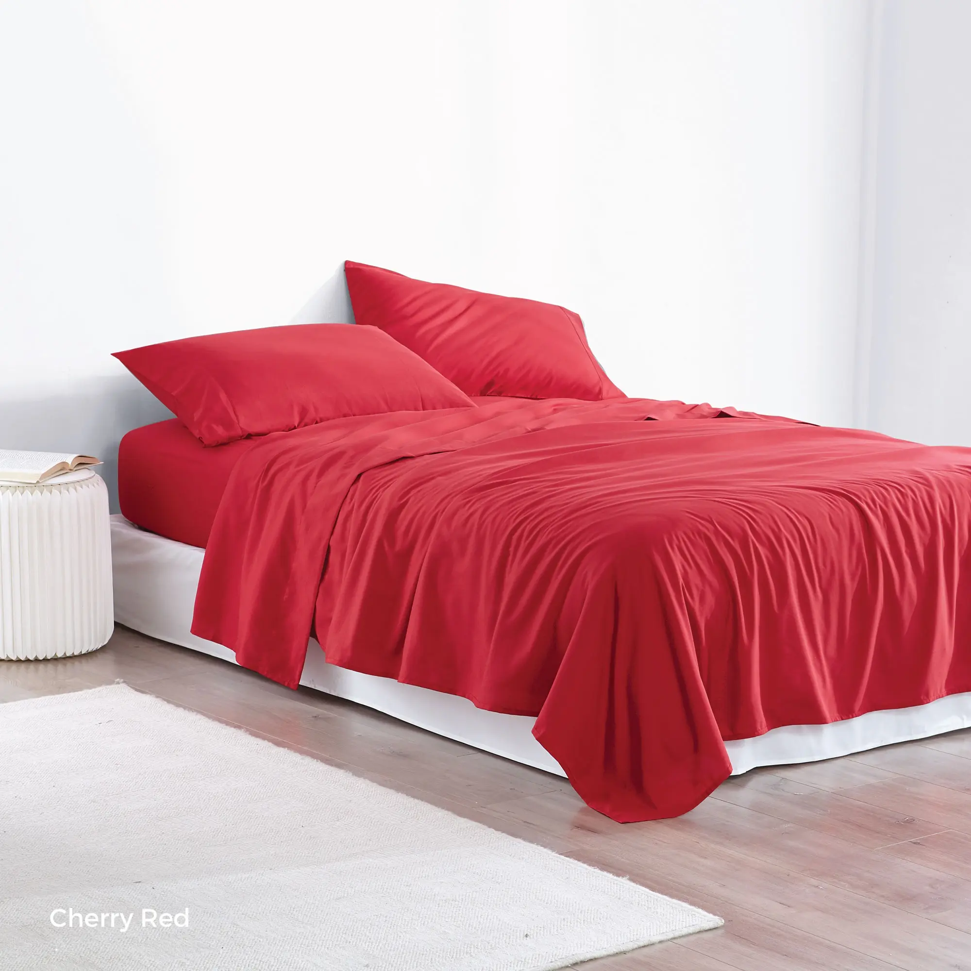 Supersoft Microfiber Twin XL Bedding Sheet Set - Cherry Red