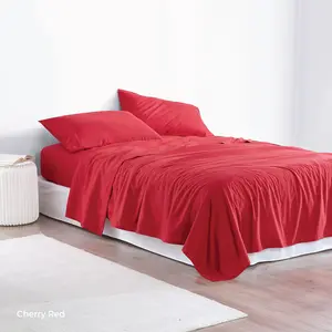 Supersoft Microfiber Twin XL Bedding Sheet Set - Cherry Red