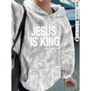 Unisex Casual Tree Print Hoodie Pullover, Long Sleeve Loose Fit, Letter Print, Fall & Winter Fashion, Daily Wear Streetwear