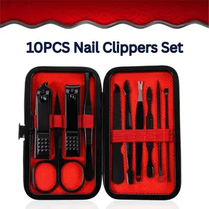 10PCS Nail Clippers Set – Professional Manicure & Pedicure Kit for Men & Women, Stainless Steel Grooming Tools with Leather Travel Case, Fingernail & Toenail Clippers Gift Set