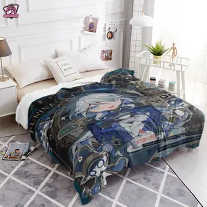 Vintage Genshin Impact Furina Newspaper Blanket - High-Quality Plush Throw with "The Absolute Focus of the Stage" Slogan, Multiple Sizes for Daily Cozy Styling 251110