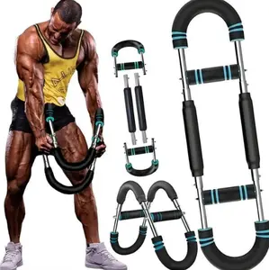 Arm Trainer , 60-110lb Adjustable Chest Workout Equipment, Men's Arm Strength Trainer, Portable Spring Resistance Power Twister Bar, for Home Workout Equipment Hand Grip Strengthener