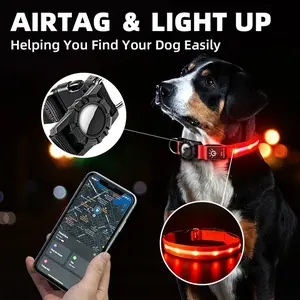 Waterproof Airtag Pet Collar – GPS Tracker Holder with LED Safety Light