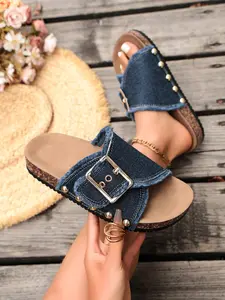 Women's Comfortable Cork Sole Sandals, Adjustable Unique Braided Strap Slippers, Casual Summer Footwear, Lightweight & Breathable Design, Footbeds Sandal
