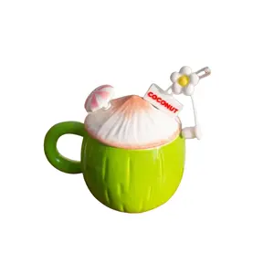 Trendy Coconut Straw Mug Set, High-Style -Inspired Ceramic Cup with Lid, Perfect for Home & Office Use, Unisex Drinkware