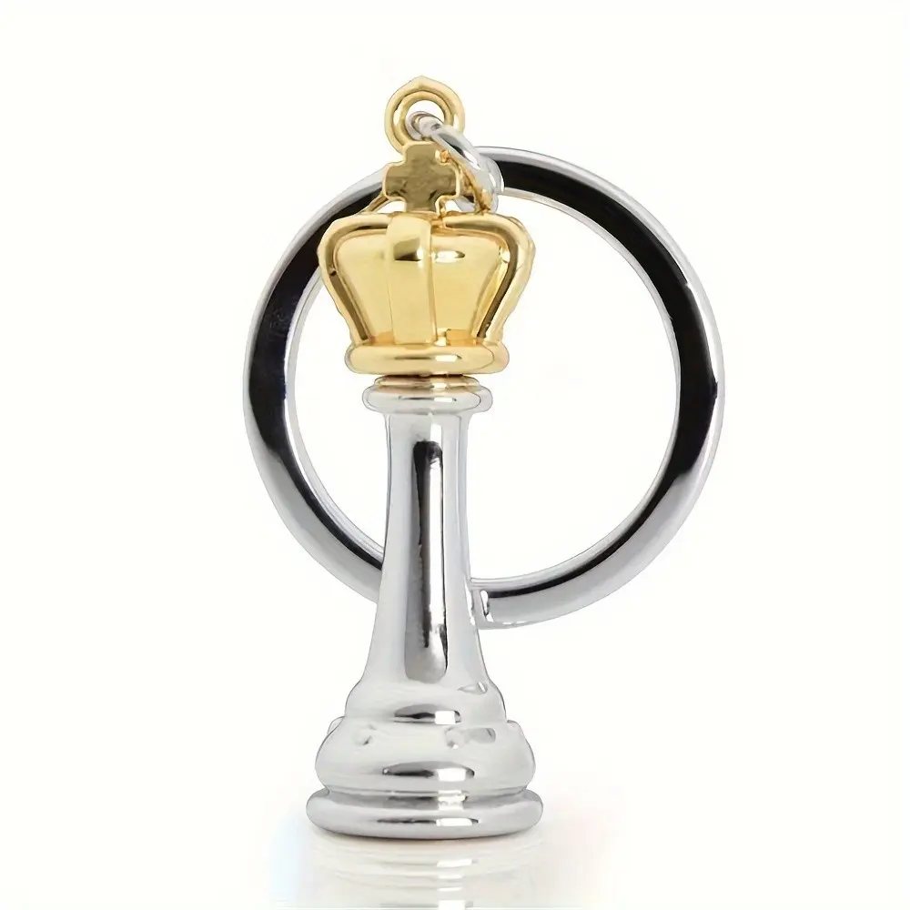 Elegant Chess Piece Keychain Set, Queen & King Design, Zinc Alloy Material, Unique Gift Idea, Perfect for Chess Enthusiasts, Key Accessories