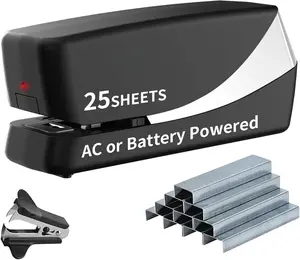 AC-Powered Electric Desktop Stapler with Adjustable Depth & Automatic Prompt, Heavy-Duty (25-Sheet Capacity), 210-Staple Storage, Includes 2000 Refills & 1 Remover, Boosts Office Efficiency & Minimizes Use Troubles for Office Settings