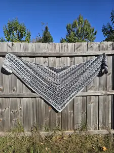 Crochet Shawl - Handcrafted Acrylic Shawl 9 Feet 4 Inches Wide 33 Inches Deep Soft Cozy Warm and Easy to Care For