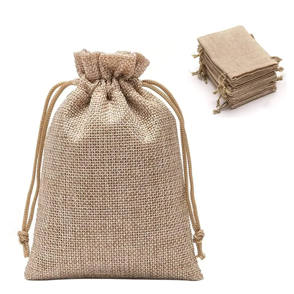 75-Pack Rustic Burlap Drawstring Bags - Hessian Jute Linen Gift Wrapping Supplies, DIY Crafts Gift Idea, Festive Decorations, Specialty Kitchen Utensil Storage Pouches (3.7x5.4 Inch)